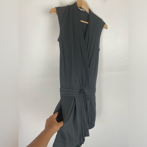 Helmut Lang Romper Size L Gray Short Hippie Beach Summer Faux Wrap Side Pockets - Picture 2 of 9
